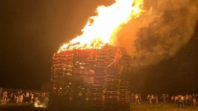 Hundreds of people gathered to watch the Creggan bonfire on Tuesday night